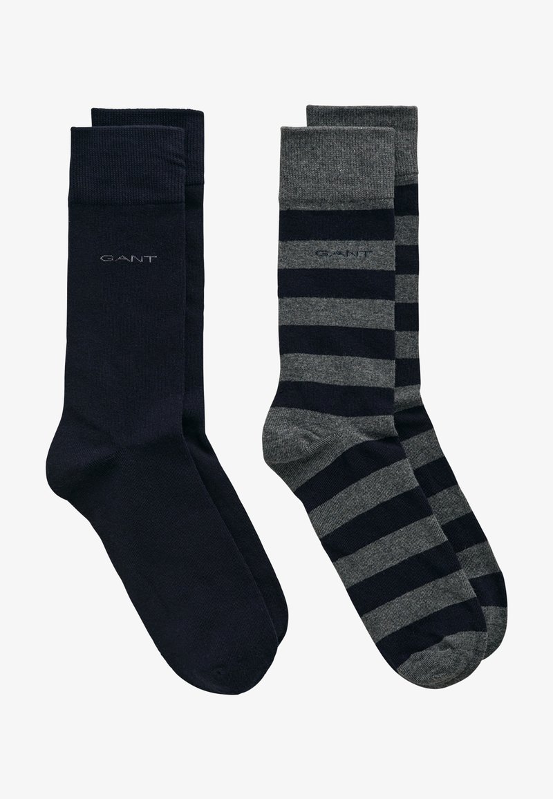 GANT 2-PACK BARSTRIPE SOLID - Socks - charcoal melange