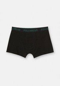Fekete boxer nadrág, puha anyagból készült, zöld PULL&BEAR logóval az elasztikus derékpánton, klasszikus kialakítással és kényelmes passzformával.