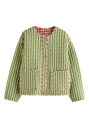 Next, REGULAR FIT - REVERSIBLE GINGHAM QUILTED JACKET  . - Overgangsjakke - pink green