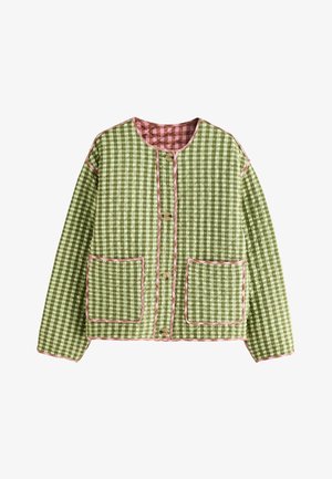 Next, REGULAR FIT - REVERSIBLE GINGHAM QUILTED JACKET . - Overgangsjakke - pink green