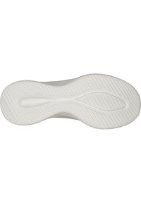 Semelle de basket blanche présentant un motif ondulé et texturé. La semelle est en caoutchouc avec des rainures pour une meilleure traction et durabilité.