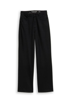 Jean noir à jambes larges avec fermeture par bouton et zip, poches avant et arrière, taille 28/34, étiqueté Tom Tailor Timadina Wide.