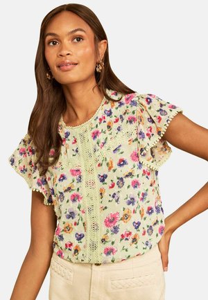 Love & Roses, REGULAR FIT - DOBBY FLUTTER SLEEVE SHELL TOP - Pluus - sage green floral