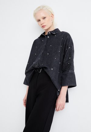 ONLY ONLGRACE 3/4 RHINESTONE - Skjortebluse - washed black