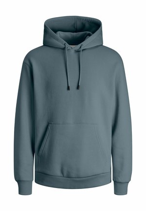 Hooded sweatshirt in stoffig blauw, gemaakt van zacht materiaal. Heeft een voorzak, verstelbare trekkoorden en ribgebreide manchetten en onderrand.