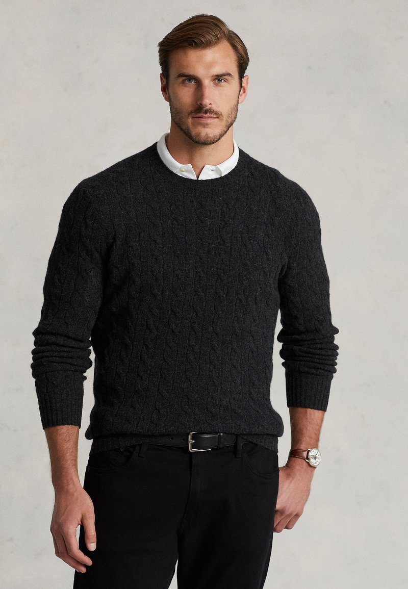Polo Ralph Lauren Big & Tall CABLE KNIT WOOL CASHMERE JUMPER - Jersey de punto - dark granite heather
