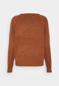 Neulepaita syvän poltetun oranssin sävyssä, jossa pyöreä pääntie, pitkät hihat sekä resorit hihoissa ja helmassa. Pehmeä materiaali, vähäisin yksityiskohdin.