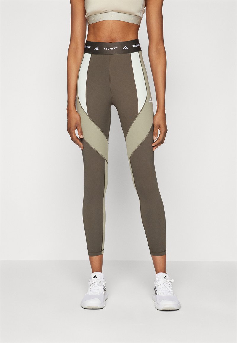 adidas Performance TECHFIT 7/8 - Trikoot - shadow olive/silver pebble