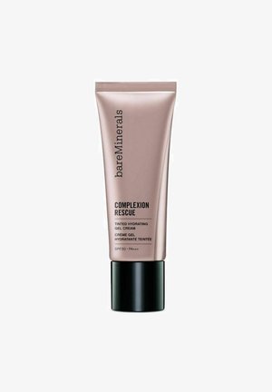bareMinerals Complexion Rescue tonet fugtgivende gelcreme tube med SPF30 og PA+++ i en lys lilla og sort trykbeholder.