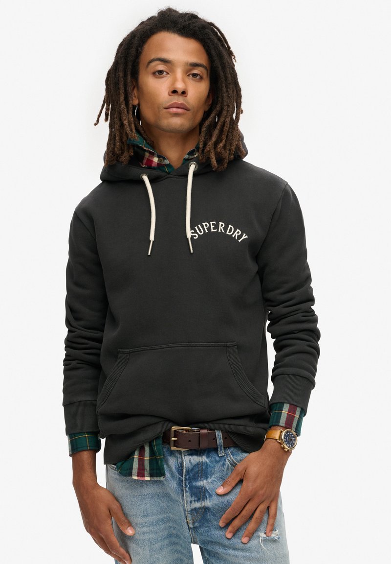 Superdry & Co TATTOO GRAPHIC - Jersey con capucha - black