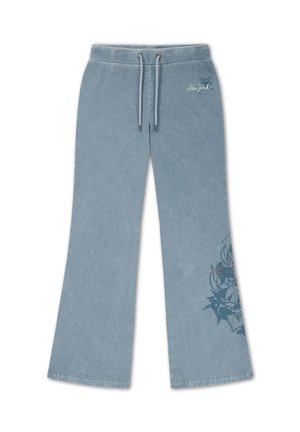Ed Hardy, WOMENS CROSS AND THORNS WASHED FLARED JOGGERS - Trousers - blue