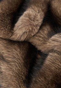 Gęste, miękkie brązowe futro o różnorodnych odcieniach od jasnego do ciemnego, ukazujące zbliżenie tekstury i naturalne warstwowanie.