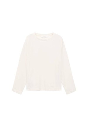 Lange mouwen lichtcrème shirt gemaakt van zachte stof, met een ronde halslijn en een ontspannen pasvorm. Eenvoudig ontwerp zonder zichtbare patronen of accenten.