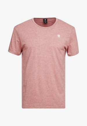 T-shirt homme à manches courtes col rond en rose poussiéreux chiné, avec un petit logo blanc G-Star RAW sur la poitrine gauche.