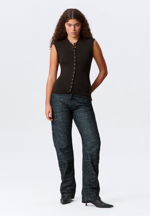 BUTTON UP - Top - brown dark