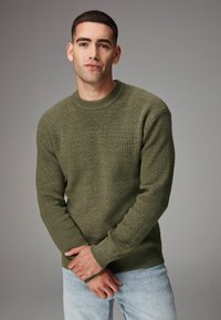 Next CREW NECK TEXTURED  - REGULAR FIT - Džemper - khaki green
