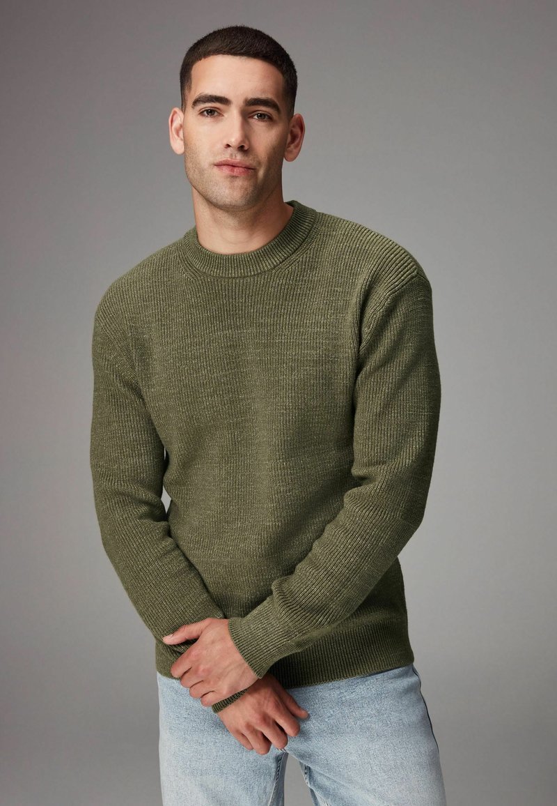 Next CREW NECK TEXTURED - REGULAR FIT - Džemper - khaki green