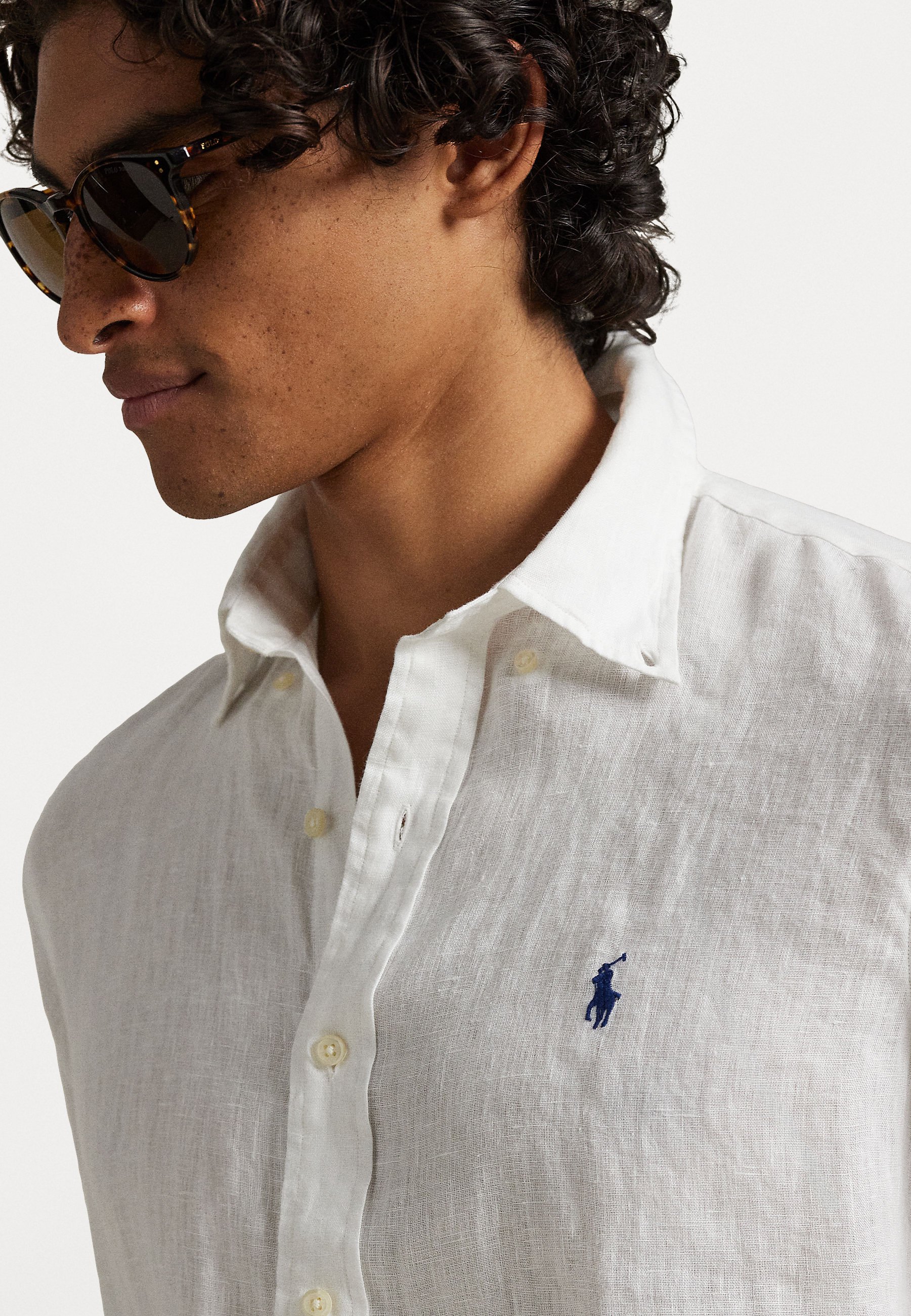 Polo Ralph Lauren CUSTOM FIT LINEN SHIRT - Shirt - ceramic white