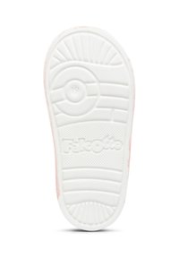 Suola di gomma bianca con motivi testurizzati; presenta dettagli circolari e il marchio "Falcotto" vicino al tallone. I bordi rosa chiaro sono visibili.