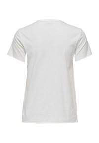 Camiseta de algodón blanca de manga corta, con escote redondo y espalda lisa. La tela parece suave y tiene un corte holgado. Sin patrones ni acentos visibles.