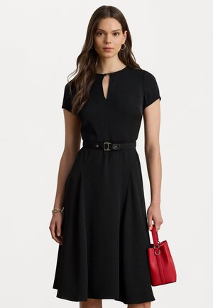 BELTED GEORGETTE DRESS - Denné šaty - black