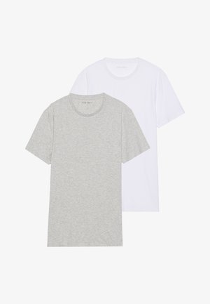 Pier One, 2 PACK - T-Shirt basic - bright white/grey melange