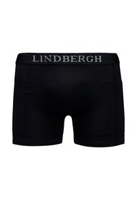 Sorte mænds boxerbriefs med bred elastisk linning med "LINDBERGH" logo i grå bogstaver.