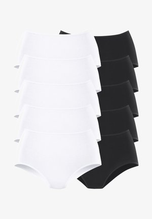 Hochgeschnittene Baumwollunterwäsche, fünf in Weiß und fünf in Schwarz, mit glatter Textur und elastischem Bund sowie nahtlosen Seiten für zusätzlichen Komfort.
