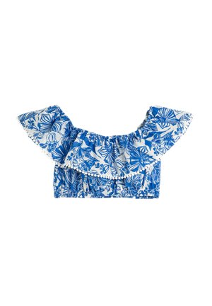 CROP SHOULDER OFF RUFFLE FLORAL PRINTED - Bluse - blue