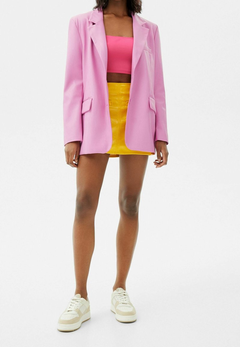 strapless open back dress Classic Duchess Blazer in Rethink Pink