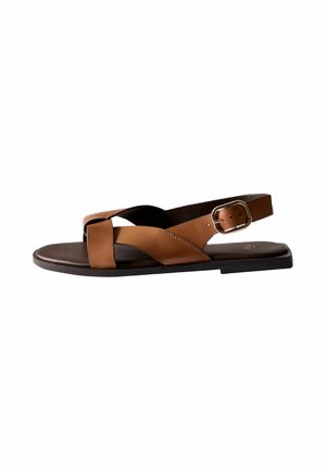 THE SET, REGULAR FIT - PREMIUM X-STRAP SLINGBACK CASUAL SANDALS . - Sandals - tan brown leather