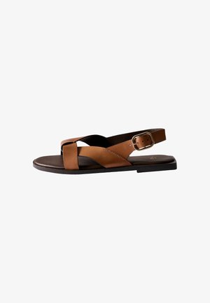 THE SET, REGULAR FIT - PREMIUM X-STRAP SLINGBACK CASUAL SANDALS . - Sandals - tan brown leather