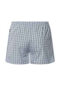 Boxers à carreaux bleus et blancs, dotés d'une taille élastique et d'une coupe décontractée. Matière douce avec une texture légère et sans quincaillerie visible.
