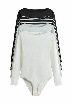 REGULAR FIT - BOAT NECK LONG SLEEVE 4 PACK - Body - black grey stripe cream