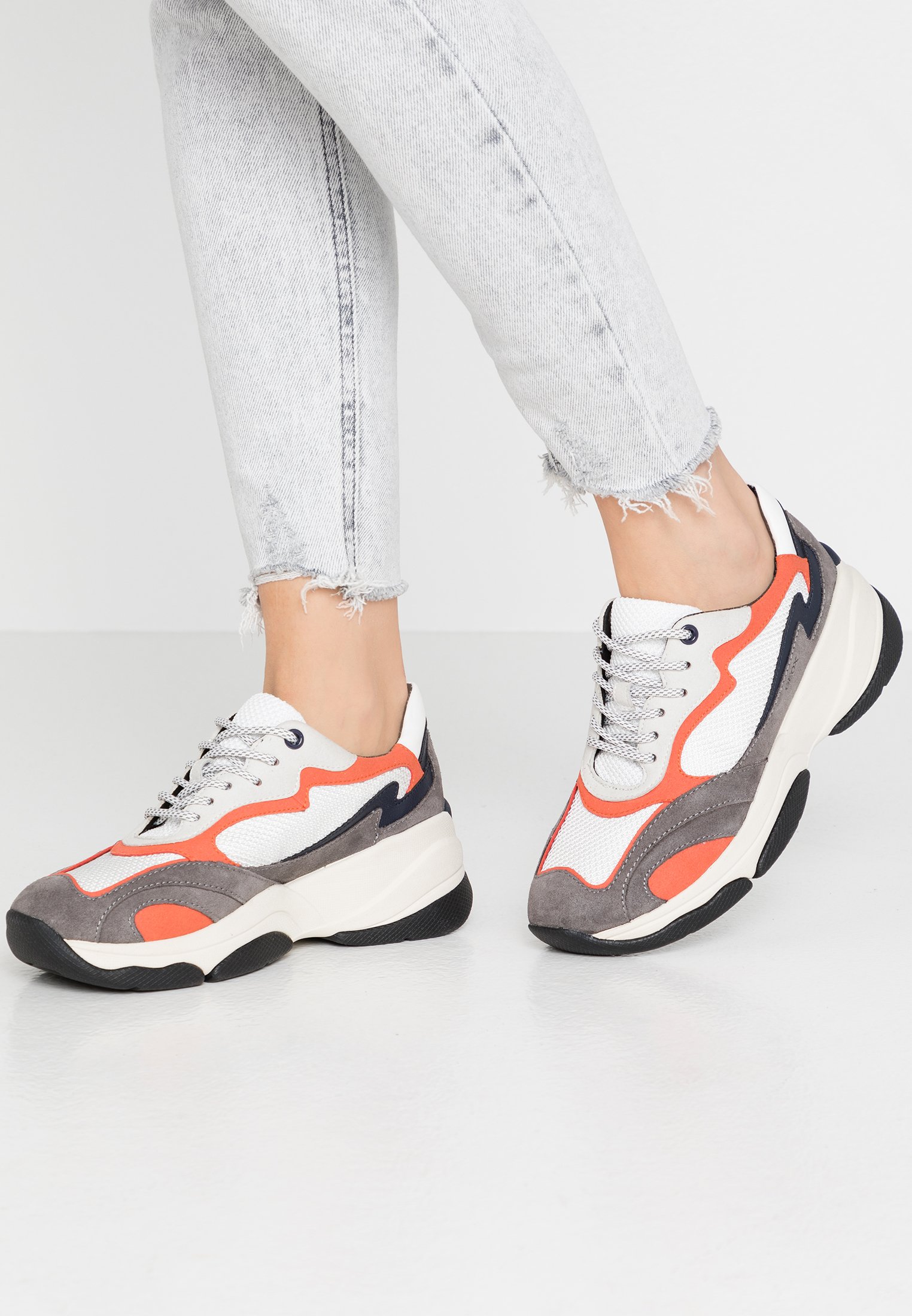 Geox KIRYA - Baskets basses - dark grey/white/orange - ZALANDO.FR