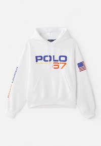 LOGO & FLAG FLEECE HOODIE - Sweatshirt - white