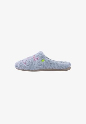 Hot Potatoes, HOT POTATOES BLUE FUZZY HOUSE SLIPPERS WITH DESIGN AND TEXT 80945 - Pantuflas - azul