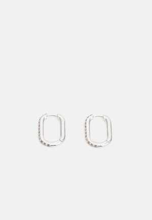 ENCRUSTED OVAL HOOPS - Earrings - silver-coloured