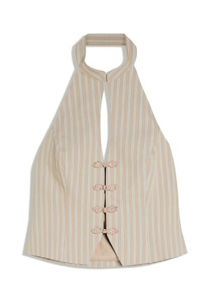 Bershka, STRIPED HALTER VEST WITH DETAIL - WAISTCOAT - Veste sans manches - sand