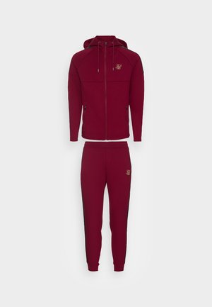 TAPE ZIP THROUGH HOODIE & JOGGERS SET - Tuta - bordeaux