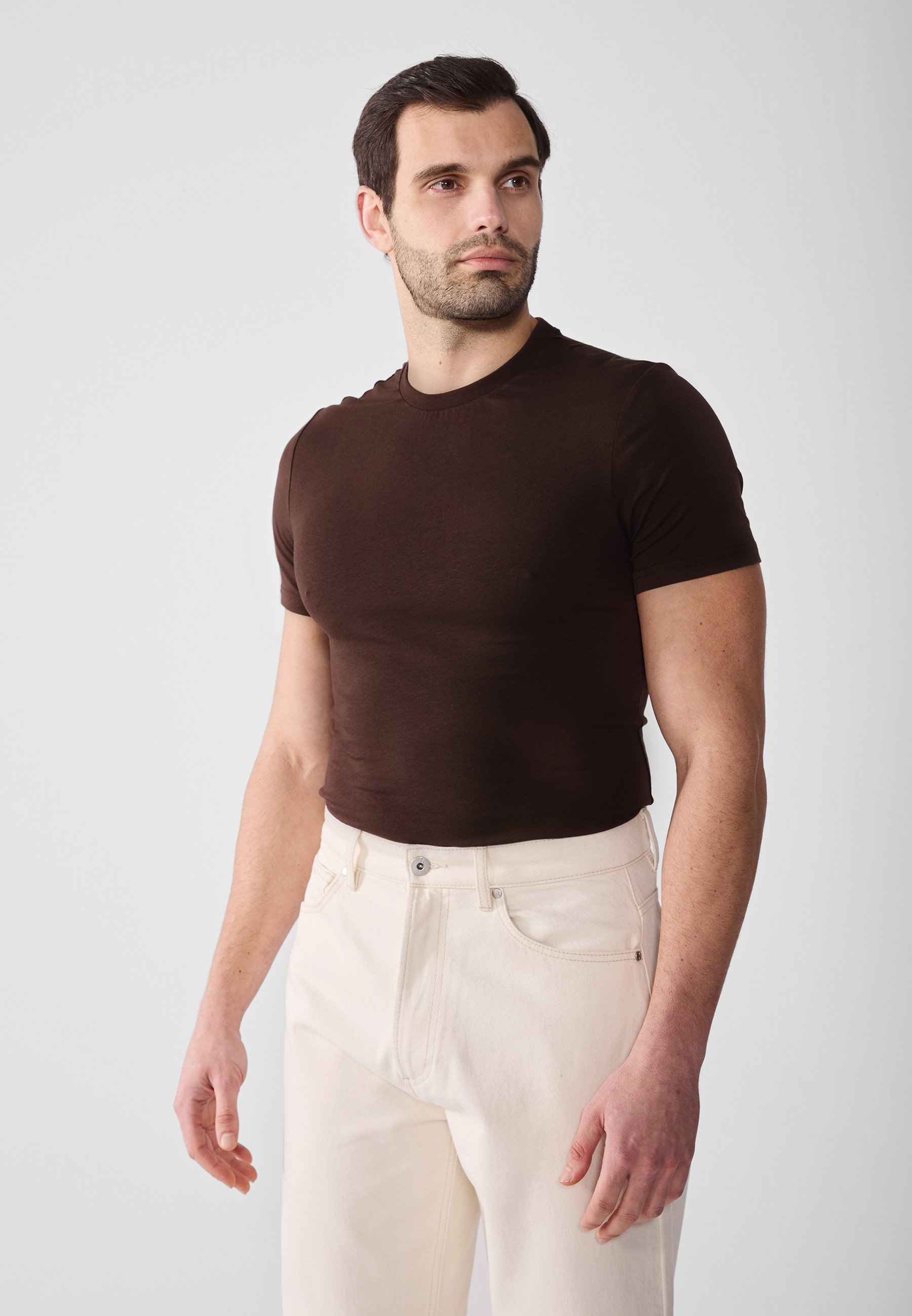 Pier One Basic T-shirt - coffee bean/dark brown - Zalando.co.uk