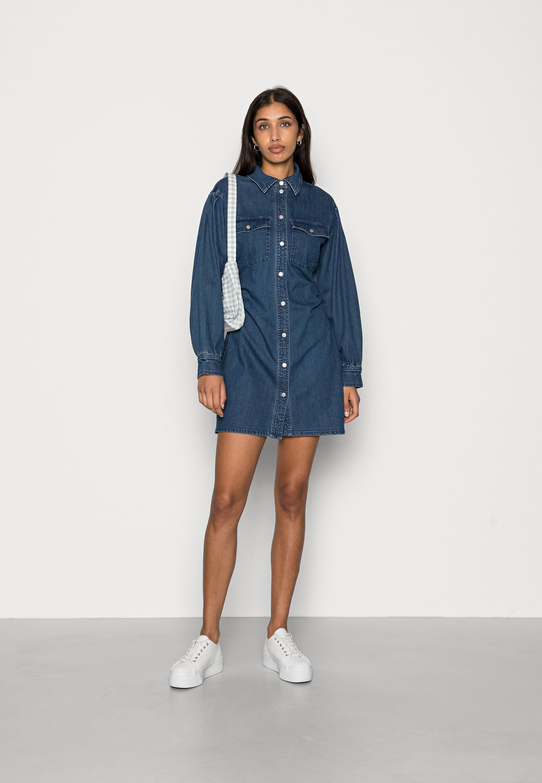 Vero Moda VMOLINE SHORT DRESS - Denim 
