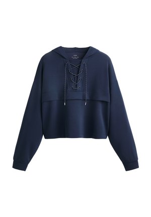 OYSHO SOFT-TOUCH CRISS-CROSS DRAWSTRING - Majica s kapuljačom - dark blue