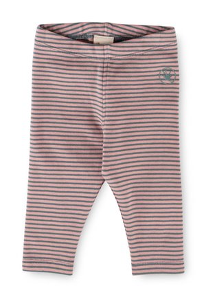 Gestreifte Leggings in Pink und Grau. Hergestellt aus weichem Stoff mit einem elastischen Bund. Mit einem kleinen Logo auf der Hüfte.