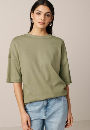 Next OVERSIZED LONGLINE - REGULAR FIT - Apdrukāts T-krekls - khaki green