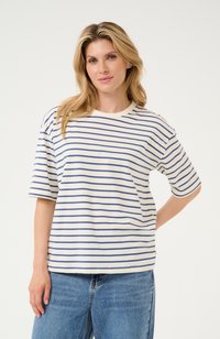 Kaffe WINNY 1/2 SLEEVE - Marškinėliai su spaudiniu - ant. white indigo blue