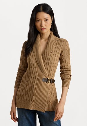 BUCKLED COTTON JUMPER - Cardigan - classic camel