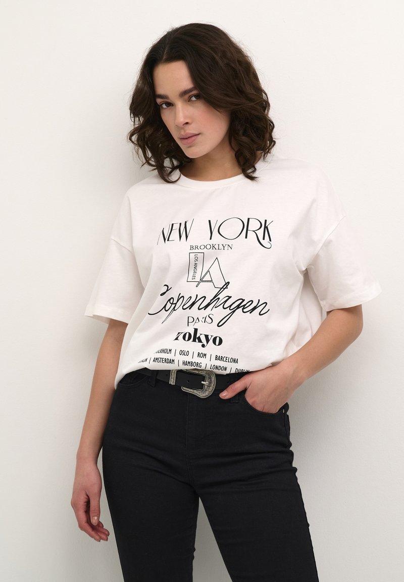 Kaffe KAELECTRA - Tricou cu imprimeu - chalk