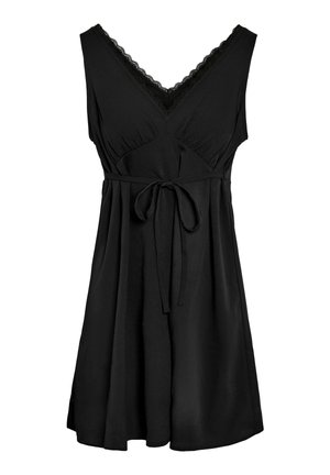 ELEGANTES KLEID MIT V-AUSSCHNITT UND SPITZENBESATZ - Day dress - schwarz