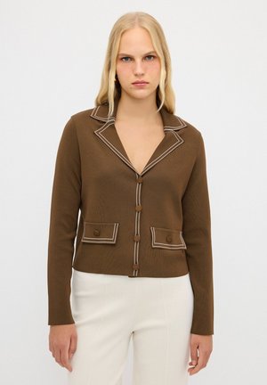 adL STRIPED COLLAR - Neuletakki - khaki